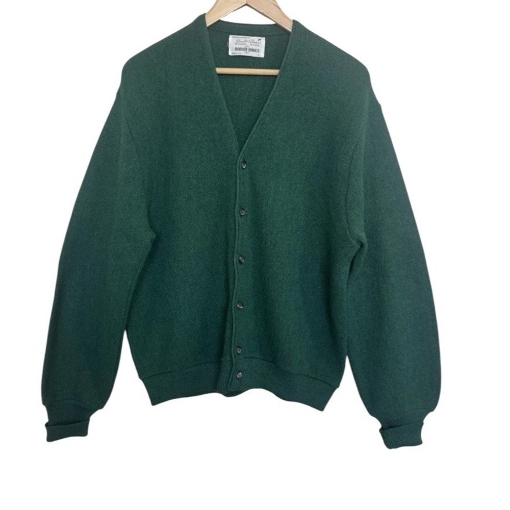 Robert Brice 60s 70s Arnold Palmer Alpaca Wool Cardigan Medium Green USA Made